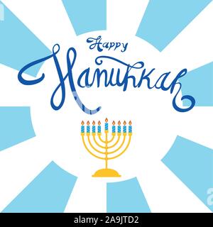 Happy hanukkah celebration lettrage en lustre Illustration de Vecteur