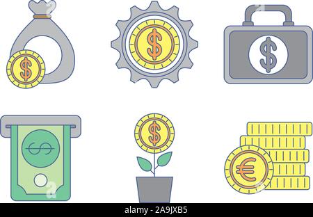 Le jeu de l'échange d'argent icônes Illustration de Vecteur
