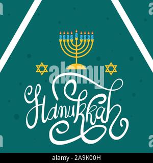 Happy hanukkah celebration lettrage en lustre Illustration de Vecteur