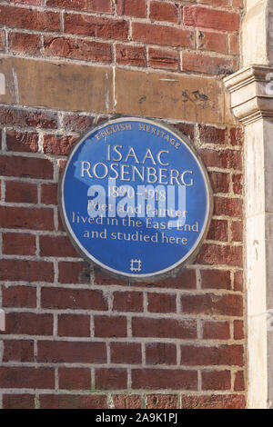 Isaac rosenberg aldgate plaque Banque D'Images