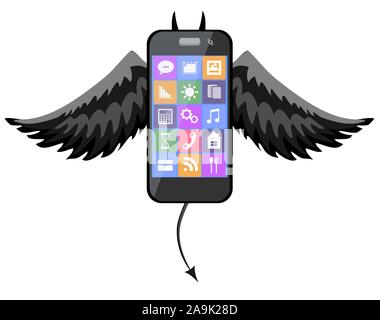 Une icône de téléphone devil. Vector Illustration de Vecteur