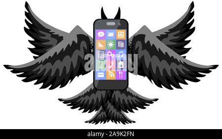 Une icône de téléphone devil. Vector Illustration de Vecteur