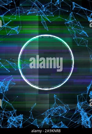 Avec la technologie du châssis cyberpunk Glitch et erreur de forme néon Illustration de Vecteur