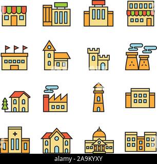 Paforo Icon Set : propre et simple Building & architecture icons set Illustration de Vecteur