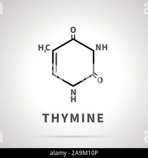 Structure chimique de la thymine, l'un des quatre principaux nucléobases, icône simple Illustration de Vecteur