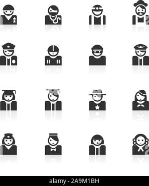 L'occupation ( Avatar ) vector icons set isolé sur fond blanc - minimo series Fichiers inclus : spe8, AI CS, high-res JPG et PNG haute résolution wit Illustration de Vecteur