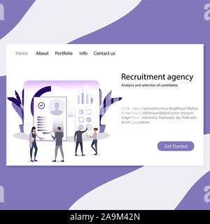 L'agence de recrutement des maquettes d'interface de site web. La sélection de l'agence vecteur de talents des ressources, recruter et embaucher illustration Illustration de Vecteur