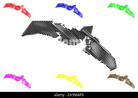 Ville et quartier de Yakutat, Alaska (quartiers et secteurs de recensement en Alaska, États-Unis d'Amérique,USA, États-Unis, US) map vector illustration, scribble sk Illustration de Vecteur