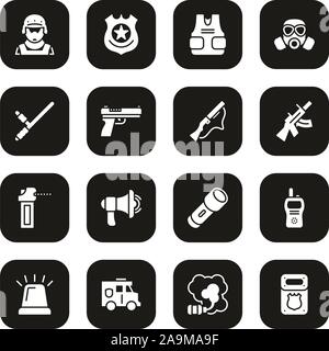 L'Équipe SWAT Icons Set Blanc sur noir Illustration de Vecteur