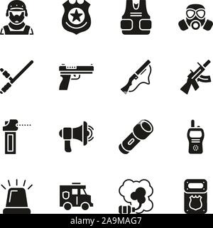 L'Équipe SWAT Icons Set Noir & Blanc Illustration de Vecteur