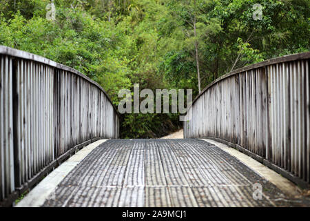 Pont de bois sur un ruisseau Banque D'Images