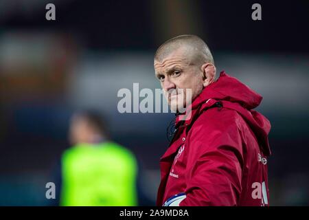 Swansea, Royaume-Uni. 16 novembre, 2019. L'entraîneur Graham Rowntree Munster avant d'avance sur les Ospreys v Munster Heineken Cup Rugby Match des Champions. Credit : Gruffydd Ll. Thomas/Alamy Live News Banque D'Images