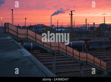 Cour de shunt à Mannheim Nuit Banque D'Images