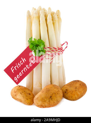 L'asperge blanche fraîchement récolté allemand avec le label rouge Banque D'Images