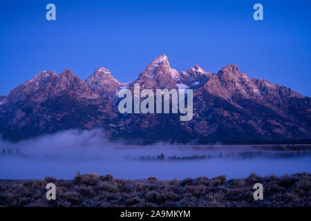 Les Tetons de participation électorale, vue sur le glacier du Parc National de Grand Teton, Wyoming, États-Unis. Banque D'Images