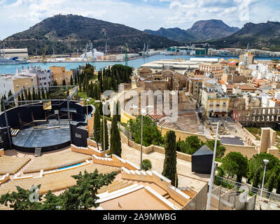 Ruines de l'amphithéâtre romain de Carthagène, Espagne Banque D'Images