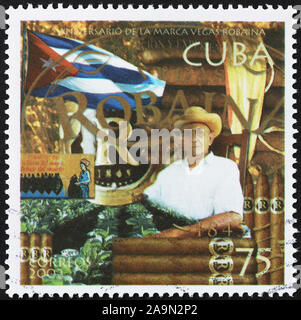 Marque de cigares cubains sur timbre-poste Banque D'Images