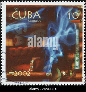 Cigares Cubains sur timbre-poste Banque D'Images