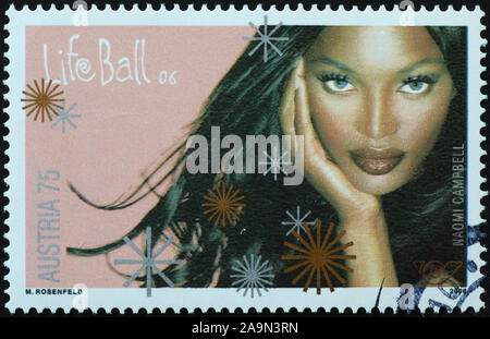 Naomi Campbell sur le timbre autrichien Banque D'Images