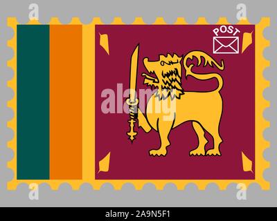 Beau drapeau national de la République socialiste démocratique de Sri Lanka. Les couleurs d'origine et de proportion. Vector illustration eps10 tout simplement, à partir de pays Illustration de Vecteur