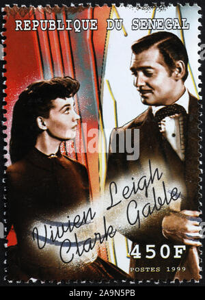 Vivien Leigh et Clark Gable sur timbre-poste Banque D'Images