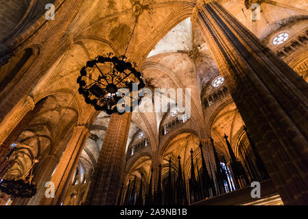 Détails de l'intérieur de la cathédrale de Barcelone, Catalogne Banque D'Images