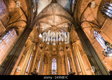 Détails de l'intérieur de la cathédrale de Barcelone, Catalogne Banque D'Images