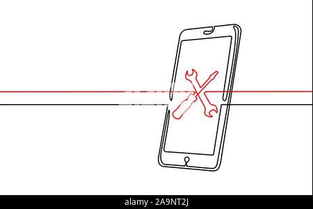 Service d'aide à la réparation de téléphone concept d'entreprise. Smartphone mobile Fatal crash du système. Erreur de logiciel bug perte de données. 3D attaque de virus information security Illustration de Vecteur