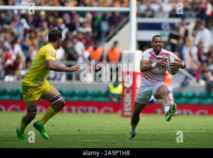 Twickenham, Surrey Royaume-Uni. Dan Englands NORTON, attaquant au cours de la piscine D, l'Angleterre contre l'Australie à la HSBC Londres '2017', le rugby à 7 Samedi 20/05/2017 RFU. Le stade de Twickenham, Angleterre [crédit obligatoire Peter SPURRIER/Intersport Images] Banque D'Images