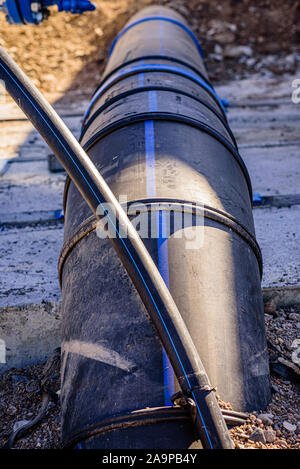 Tuyau en polyéthylène pour la distribution de l'eau d'irrigation Banque D'Images