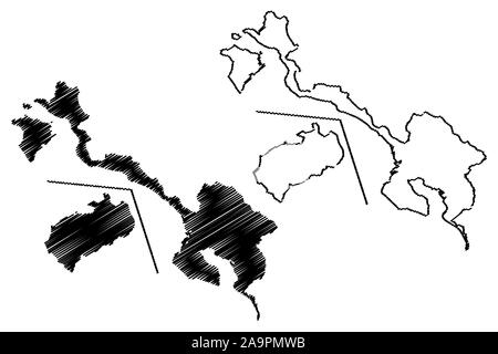 Province de Puntarenas (République du Costa Rica, les divisions administratives du Costa Rica) map vector illustration, scribble sketch carte de l'île Cocos Illustration de Vecteur