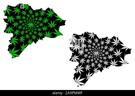 Edimbourg (Royaume-Uni, Ecosse, le gouvernement local en Écosse) La carte est conçue de feuilles de cannabis vert et noir, ville et région du conseil carte Édimbourg Illustration de Vecteur