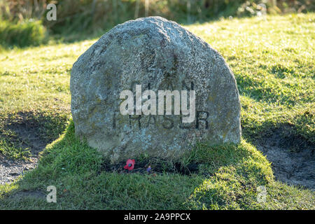 Le Clan Fraser Memorial stone, Culloden Battlefield, Inverness. Banque D'Images