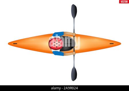 Kayak simple slalom avec paddler Illustration de Vecteur