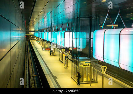 La station de métro Université Hafencity, ligne de métro U4, à Hambourg, †berseequartier, Banque D'Images