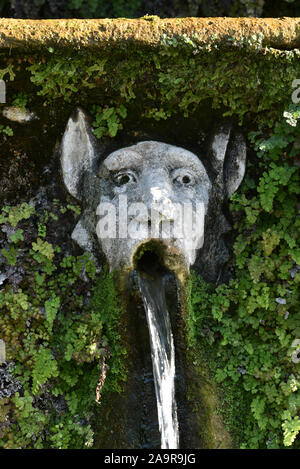 Visage de monstre. Détail de la Villa d'Este à Tivoli, près de Rome - Italie Banque D'Images