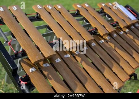 Xylophone portable à partir d'un groupe de musique en plein air, de mise au point sélectionnée, la profondeur de champ étroite Banque D'Images