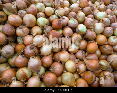 Pour la vente d'Oignons heap texture full frame Banque D'Images