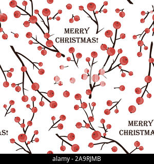 Winter berry braches arrière-plan. Noël sans motif, vector illustration Illustration de Vecteur