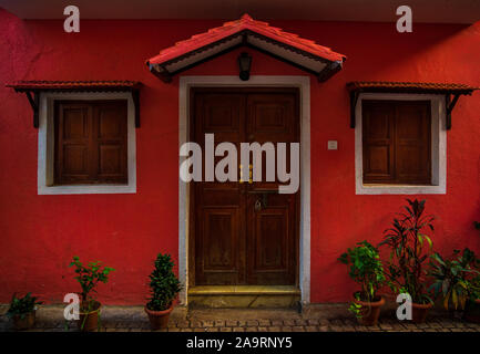 Maison du patrimoine à une ruelle de Khotachiwadi au sud de Mumbai Banque D'Images