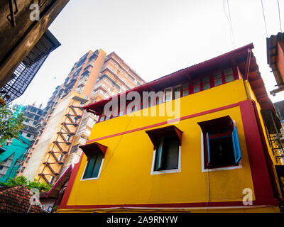 Maison du patrimoine à une ruelle de Khotachiwadi au sud de Mumbai Banque D'Images