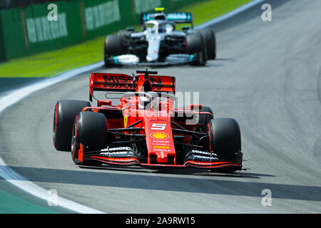 17 novembre 2019 ; Autodromo Jose Carlos Pace, Sao Paulo, Brésil, le Brésil Formule 1 Grand Prix, jour de la course, Sebastian Vettel (GER) Scuderia Ferrari SF90 - usage éditorial Banque D'Images