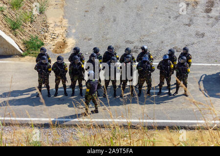 La Russie. 11 août, 2019. La Tchétchénie, la Russie - le 11 août 2019 : les forces spéciales russes militaires University à Goudermes République Tchétchène force spéciale Banque D'Images