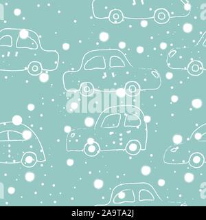Modèle transparent avec des voitures à la main. Style scandinave. Vector Illustration Illustration de Vecteur