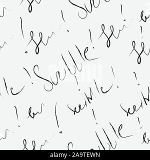 Scribble transparente motif avec uncarefully mots écrits. Motif répétitif. Illustration de Vecteur