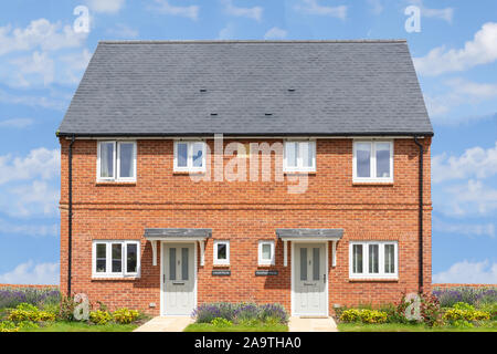 De nouvelles maisons jumelées, le Grove, cricket, façon Haddenham, Buckinghamshire, Angleterre, Royaume-Uni Banque D'Images