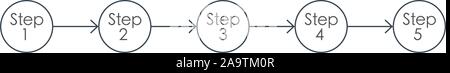 Étape cinq flèches infographie Timeline et cercles. Stock Vector illustration isolé sur fond blanc. Illustration de Vecteur