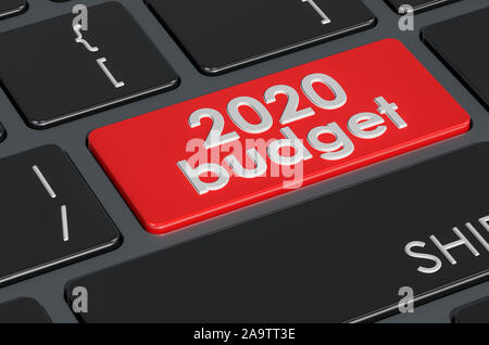 Le budget de 2020 sur le clavier, le rendu 3D Banque D'Images
