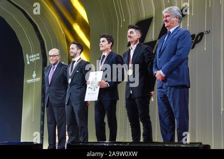 L'Espagne. 18 Nov, 2019. Lauréats lors de la cérémonie de remise des Prix FIM après la Motul Gran Premio de la Comunitat Valenciana au Palais des Congrès le 17 novembre 2019 à Valence, en Espagne. Credit : CORDON PRESS/Alamy Live News Banque D'Images