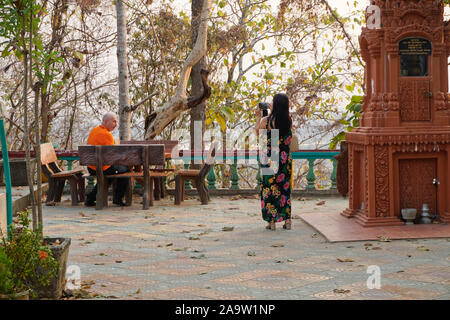 Phnom Sombok monastère bouddhiste, près de Kampi et Krong Kratie (Kracheh), Cambodge Asie du sud-est Banque D'Images